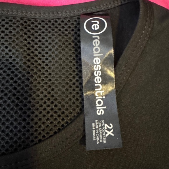 Real Essentials Long‎ Sleeve Workout Top 2X Pink & Black 2 Pack Activewear - Picture 5 of 6